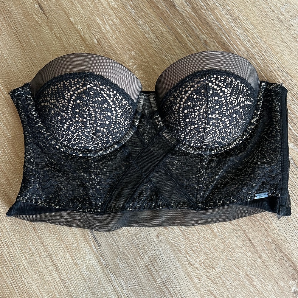 Calvin Klein Black Lace Longline Bra 34a